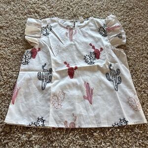 SHEIN White Top with Cactus Design